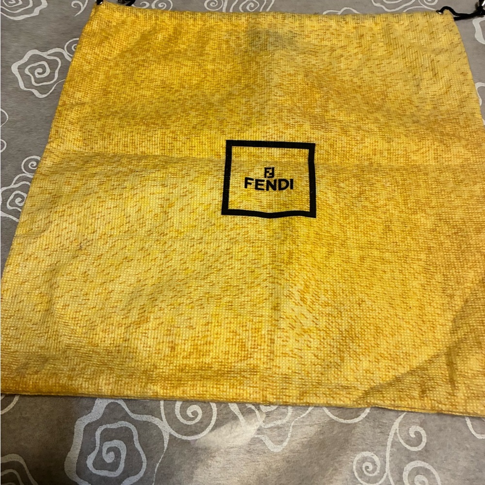Fendi Mustard Yellow Logo Dust Bag 13x14